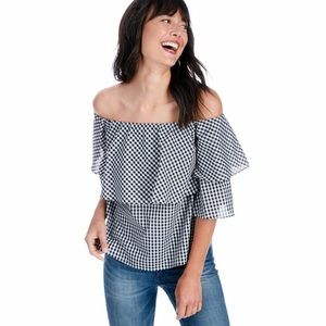 Wayf 'Gracie' Gingham Off the Shoulder Top XS